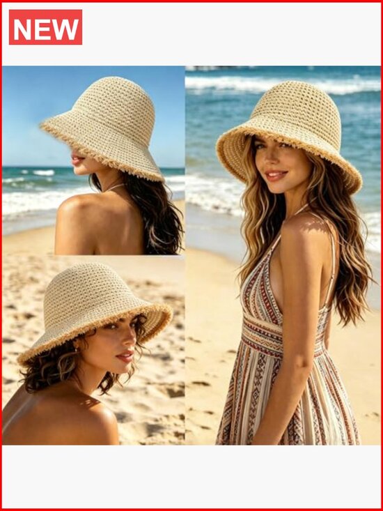 Foldable Straw Sun Hat Wide Brim Floppy Beach Hat for Women UPF 50+ main image 6